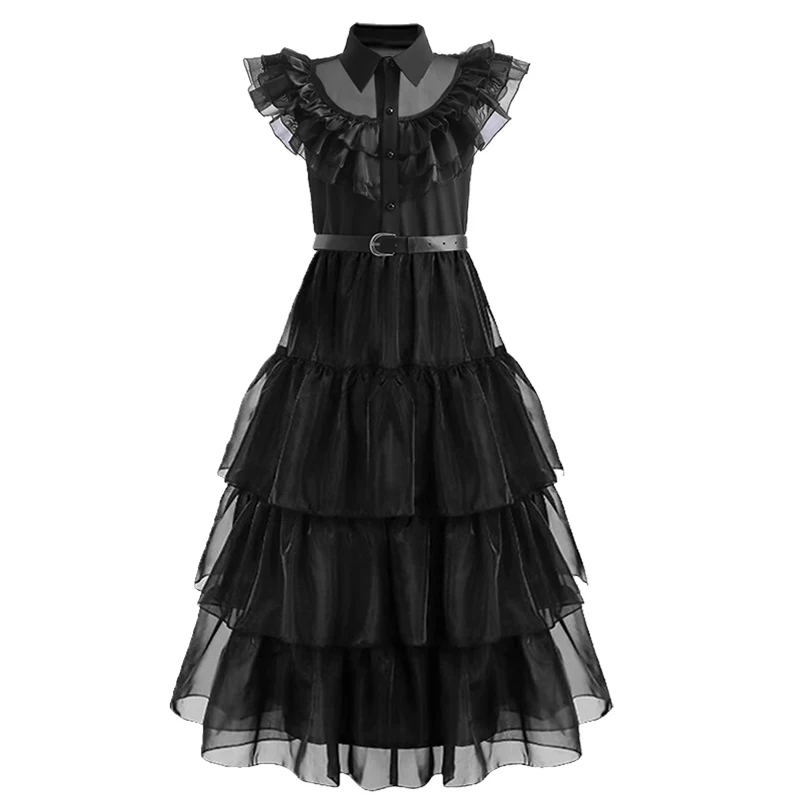 Wednesday Addams Cosplay For Girl Costume New Vestidos For Kids Party Dresses Carnival Easter Halloween Costumes 5-14 Years Old