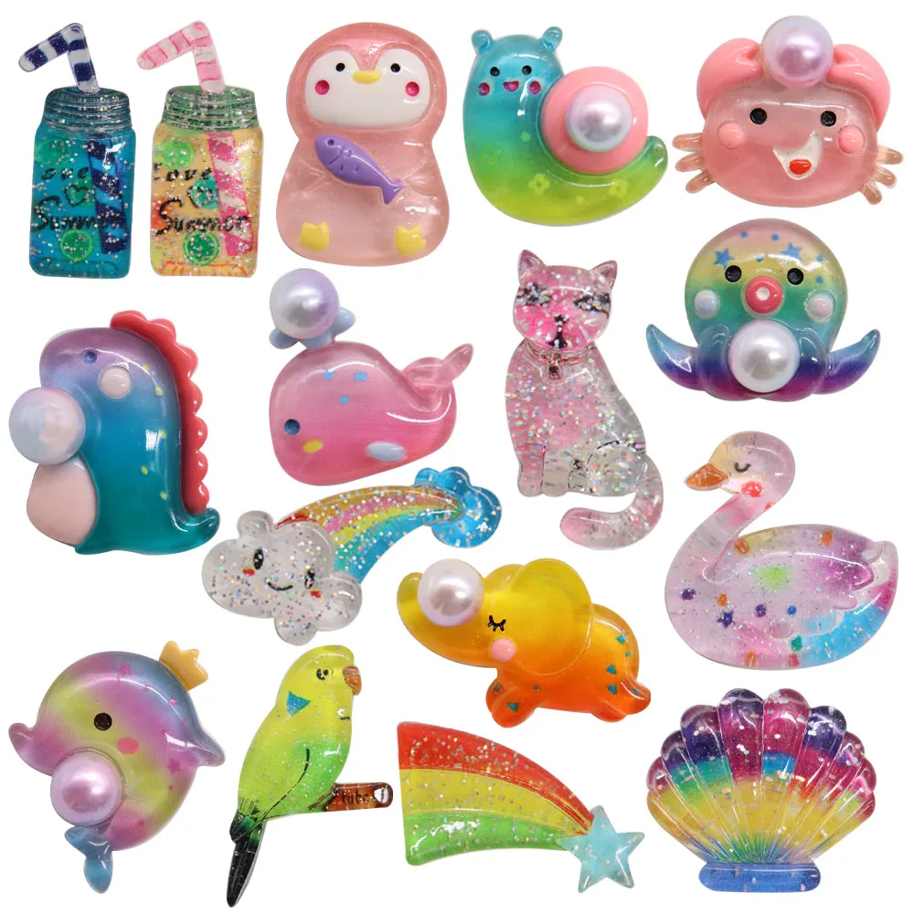 1 Pz Resina Trasparente Granchio Polpo Cigno Delfino Balena Animali Ciondoli Per Scarpe Scarpe Da Giardino Accessori Fit Bambini Presenti