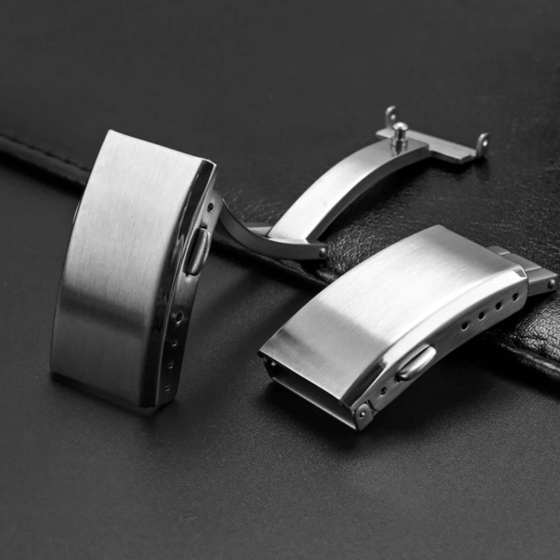 Solid 316L Gold Stainless Steel Watch Band Buckle with Double Lock Safety Clasp