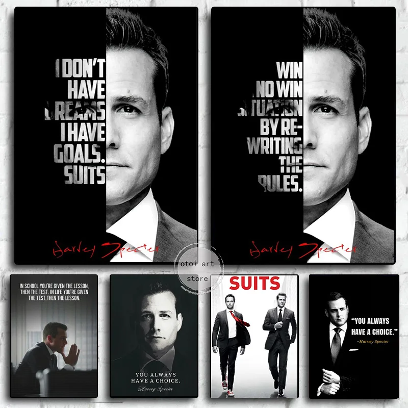 Motivational Quotes Harvey Specter Lawyer In TV Suits Art Posters Canvas Painting Wall Print Pictures for Room Home Office Decor