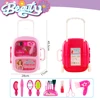 Kids Makeup Set for Girls Mini Pretend Play Set Simulation Hairdressing Hair Dryer Scissors Make Up Lipstick Toy Birthday Gifts 5