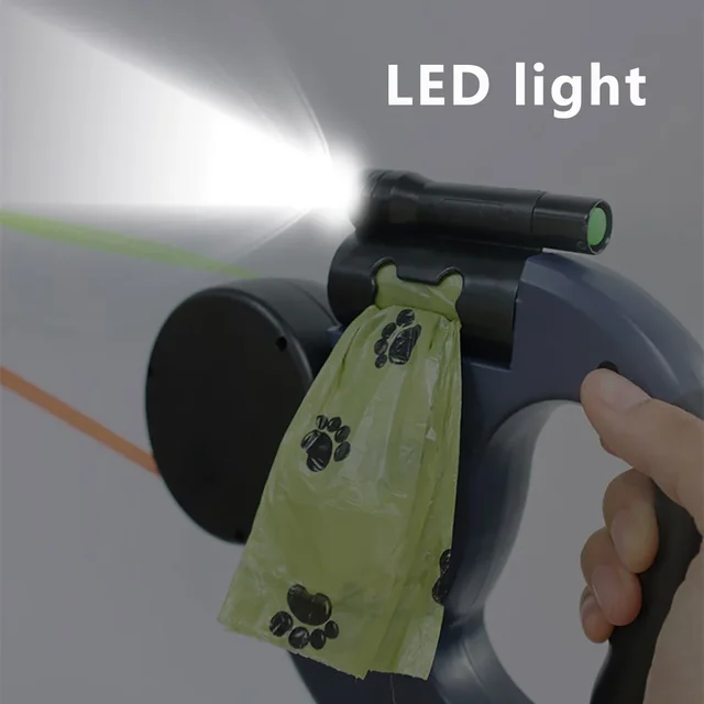 Retractable Dual Doggie Leash with LED Light 360 Swivel No Tangle for Each Dog Independent Braking with 3M Reflective Leads 4