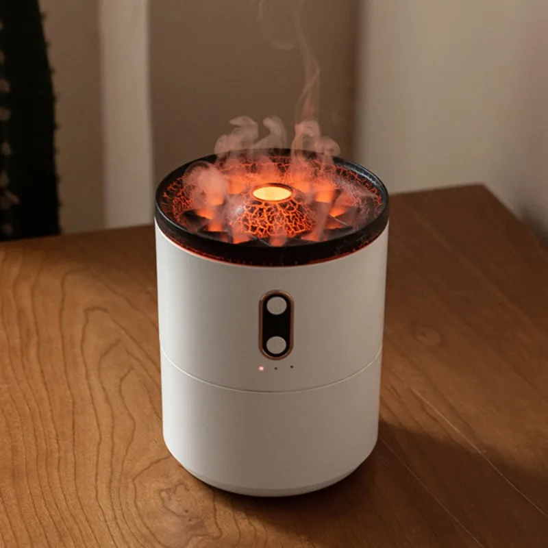 

Volcanic Flame Aroma Diffuser Essential Oil 360ml Portable Air Humidifier with Cute Smoke Ring Night Light Lamp Fragrance