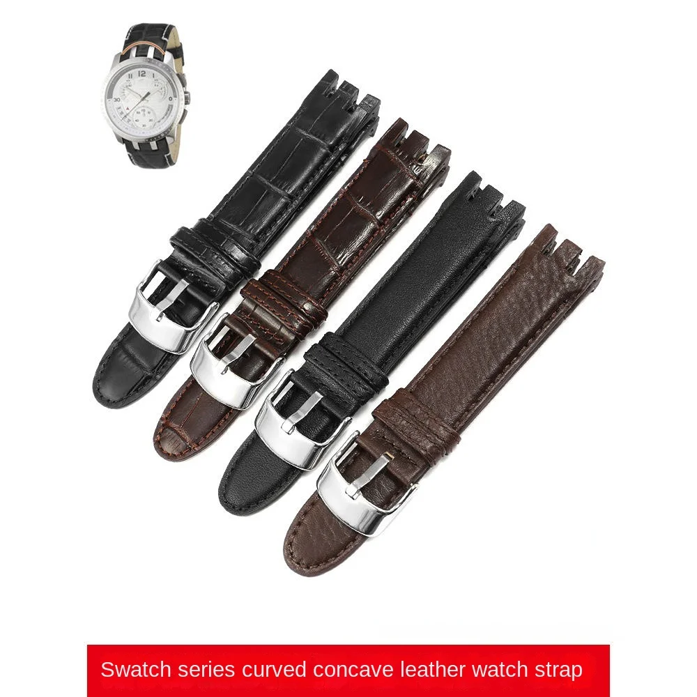 Per Cinturino In Vera Pelle Swatch Maschio Yrs403 412 402G Cinturino Per Orologio Con Tacca Ad Arco Impermeabile Resistente Al Sudore 21Mm