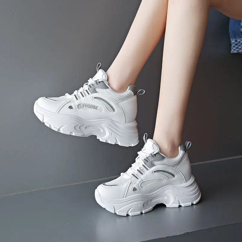 ALLINNINE Women’s High Heel Sneaker Shoes – Canvas High-Top Wedge With Lace-Up & Zipper, White, Size 8 - View #8