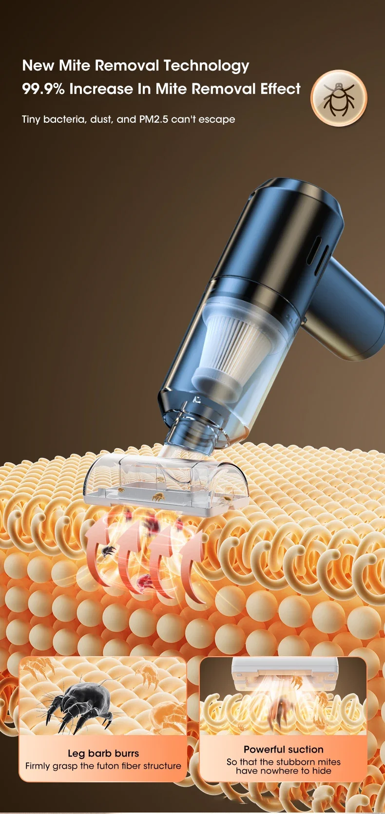 Description Picture 2 of itemCordless Vacuum Cleaner Handheld Home Portable High-Power Vacuum Cleaner Powerful Hair Cleaning Mini USB Dual Use for Home &Car