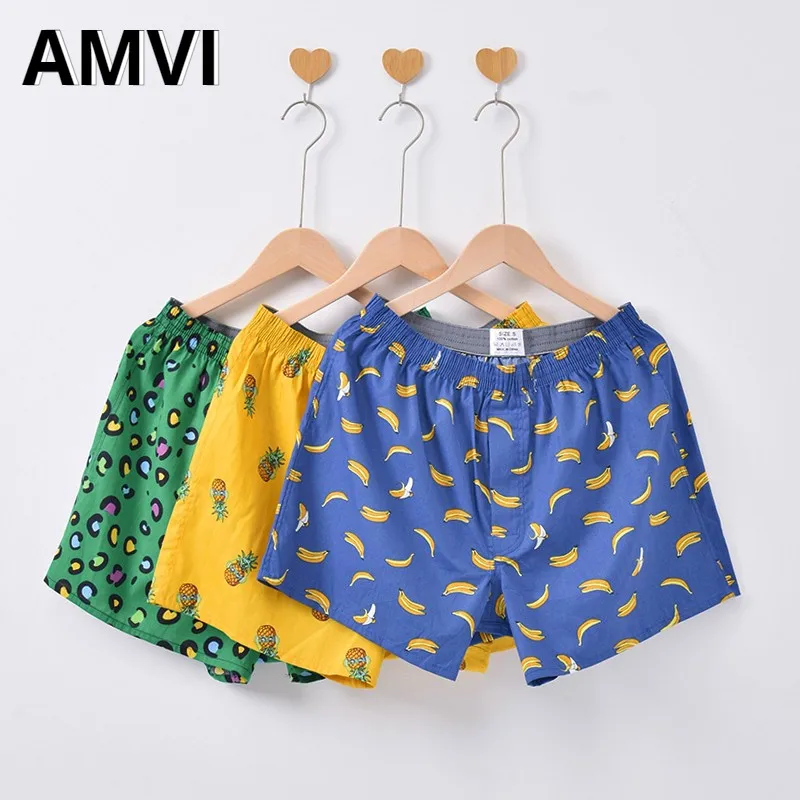 3pcs Men Underwear Mens Boxers Shorts Cotton Loose Shorts Homewear Comfortable Multi Color Printed Men's Panties Boxers Pack 4XL