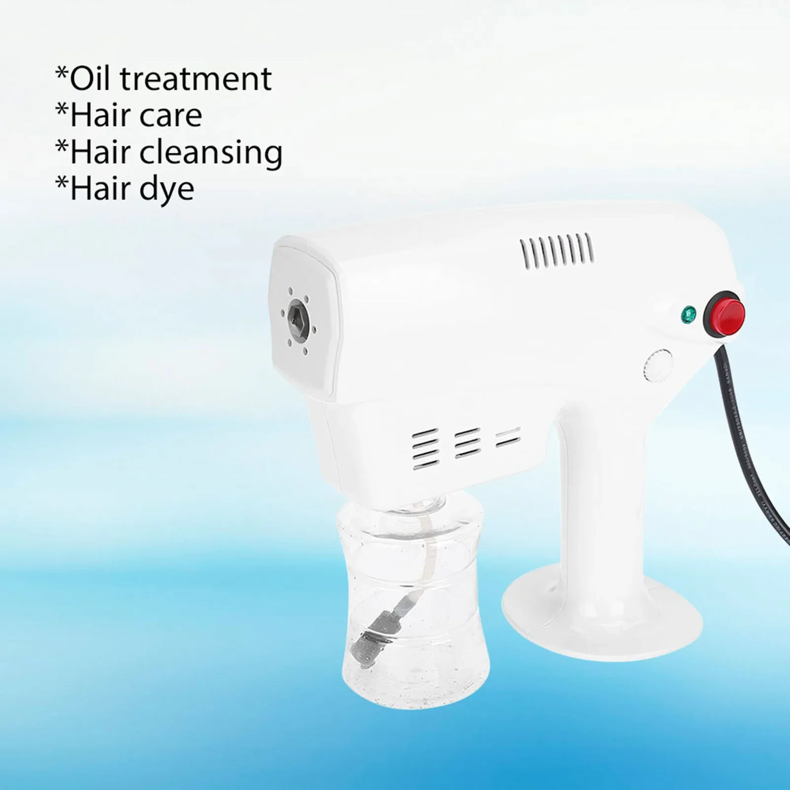 1pcs Portable Nano Steam Gun Hair Care Hydration Sprayer Hot Dyeing Care Blue Micro Mist Machine Spray Gun Hair Steamer Trigger