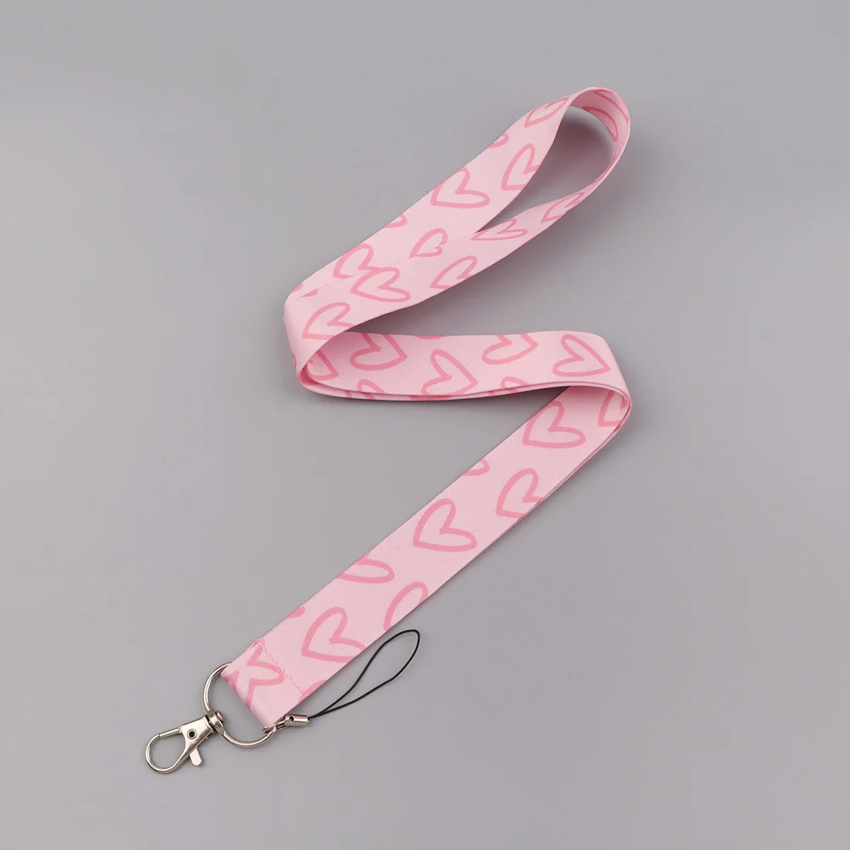 Pink Love Lanyard Neck Strap Keychain with Cute Romantic Card Holder and Keyring Accessories