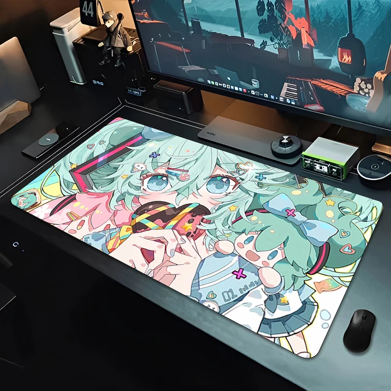 Mousepad Anime Gaming Mouse Mat Office Gamer Computer Mouse Pad HD Print Big Desk Mat PC carpet H-Hatsune Miku Mousepad Kawaii 2
