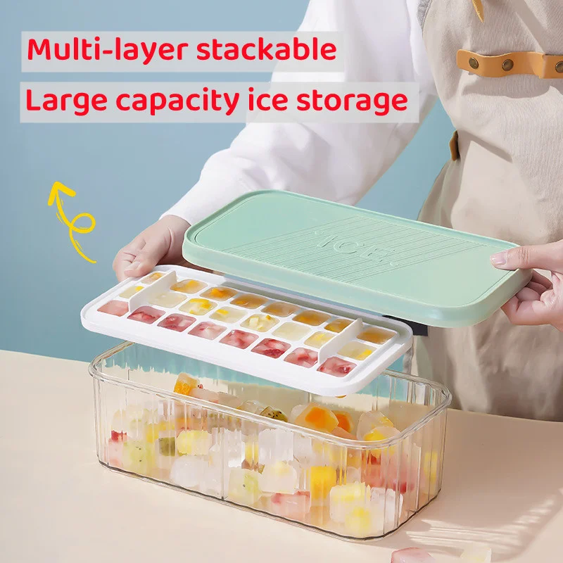 Silicone Ice Mold And Storage box 2 In 1 Ice Tray Making Mould Box Set Maker Bar Kitchen Utensils MoldsTool Cube DIY Makers
