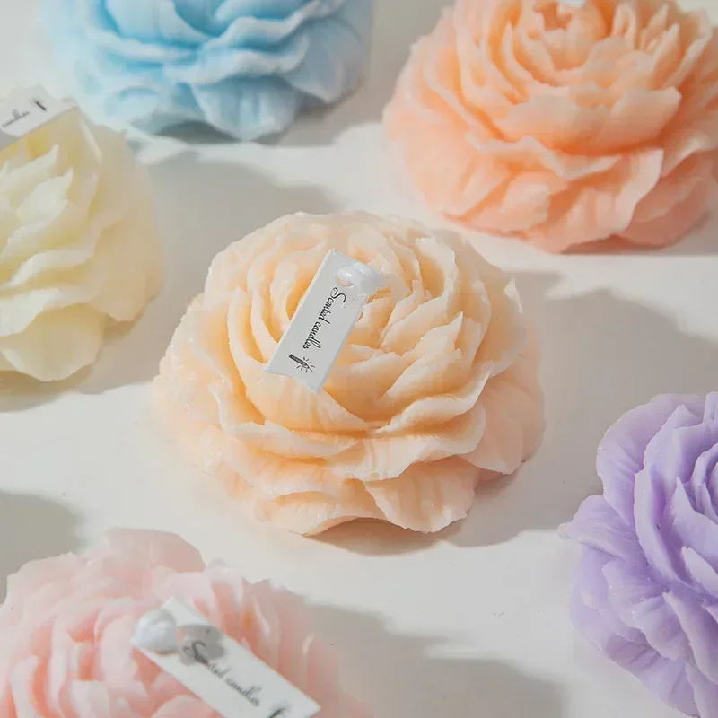 Silicone Mold 3D Peony Candle DIY Relief Flower Soap Resin Plaster Mould Home Decor Chocolate Cake Ice Baking Tool