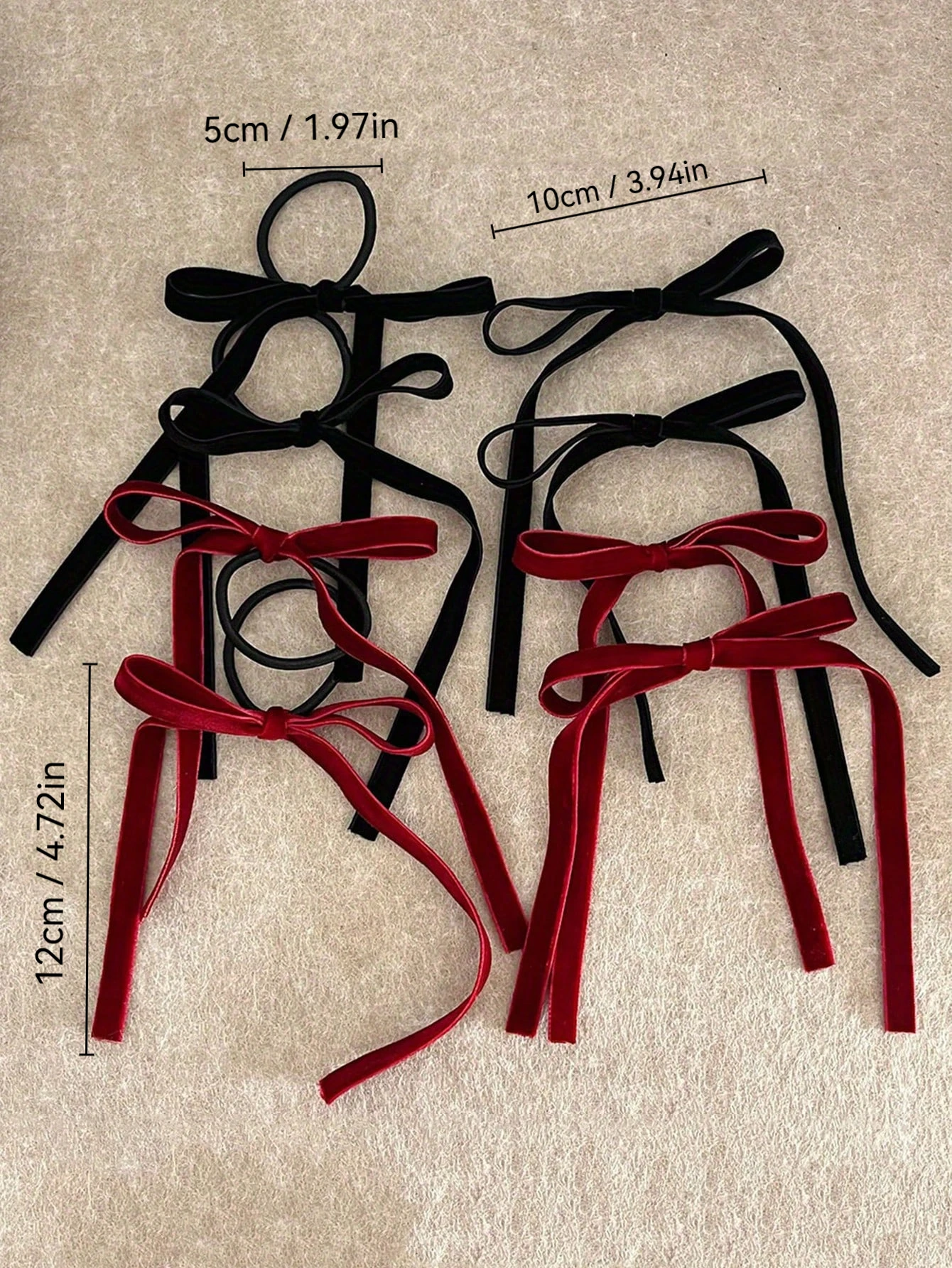 2/8 Stück modische Haargummis aus schwarzem Samt mit Schleife für Damen und Mädchen, Party-Haarschmuck – Detail 2