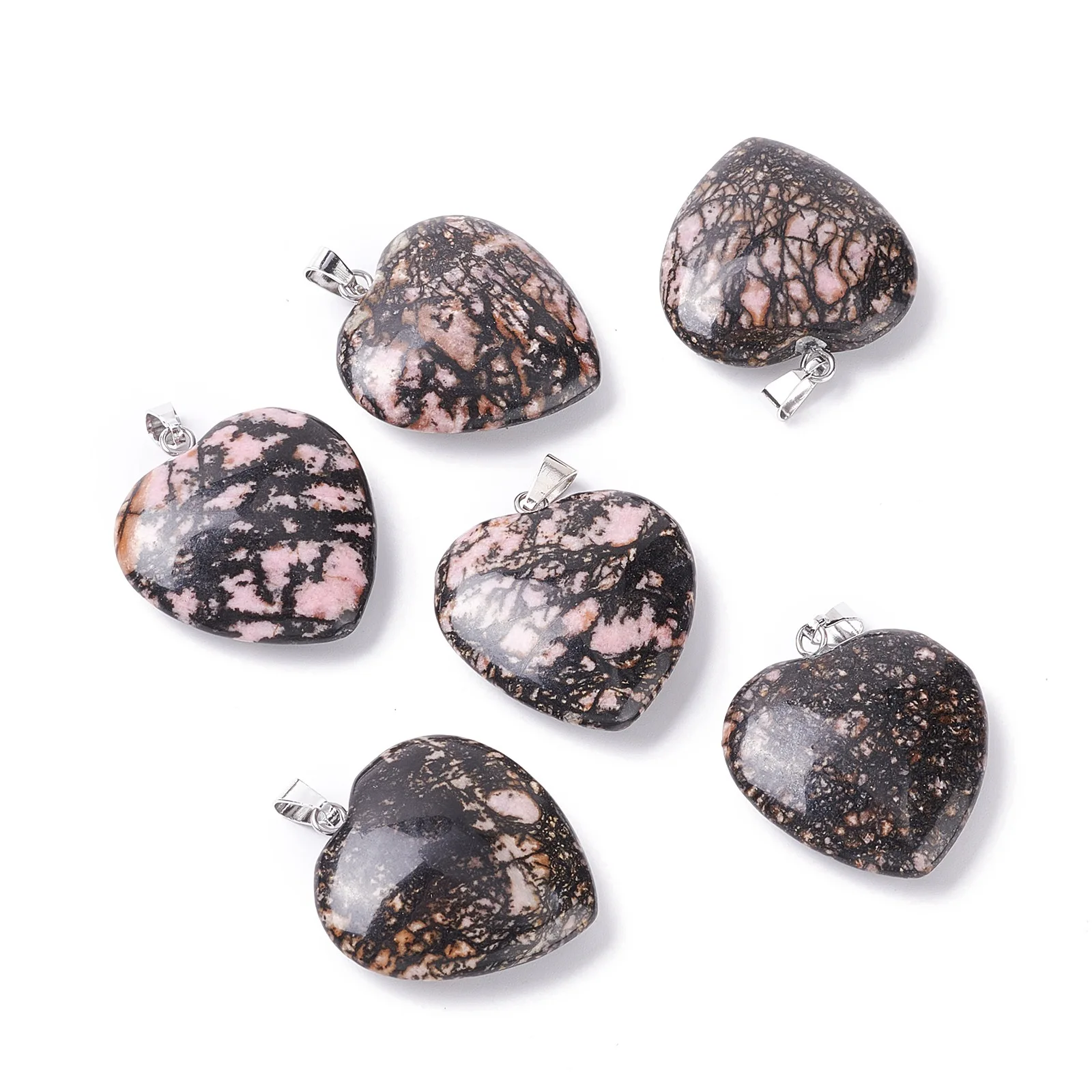 10pcs Natural Stone Pendants Heart Shape Amethysts Quartzs Crystal Stone Charms for Making Jewelry Necklace Earring Accessories