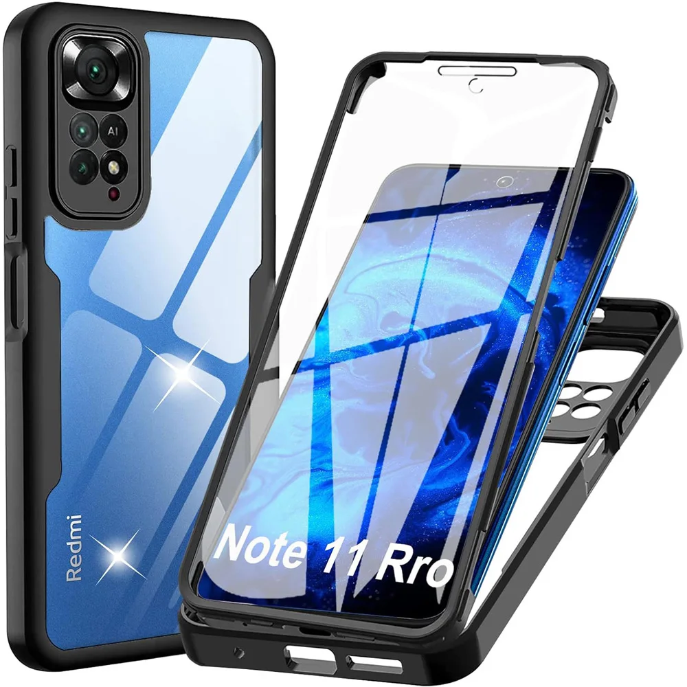 360 Custodia Protettiva Completa Per Xiaomi Redmi Note 11 Pro 12 4G 12 Pro Plus 11S 4G 11 Pro 5G 10 4G 10S Protector + Cover Posteriore Rigida
