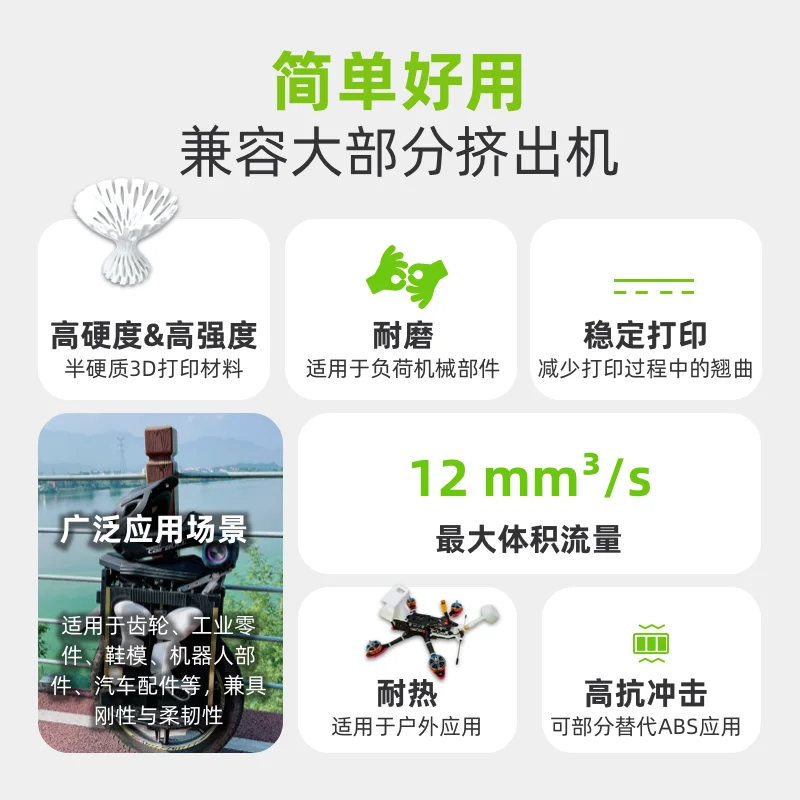 TPU 78D 인쇄가 용이한 반경질 유연성 소재, 견고하고 충격에 강한 고속 3D 프린팅 소모품, 유연성