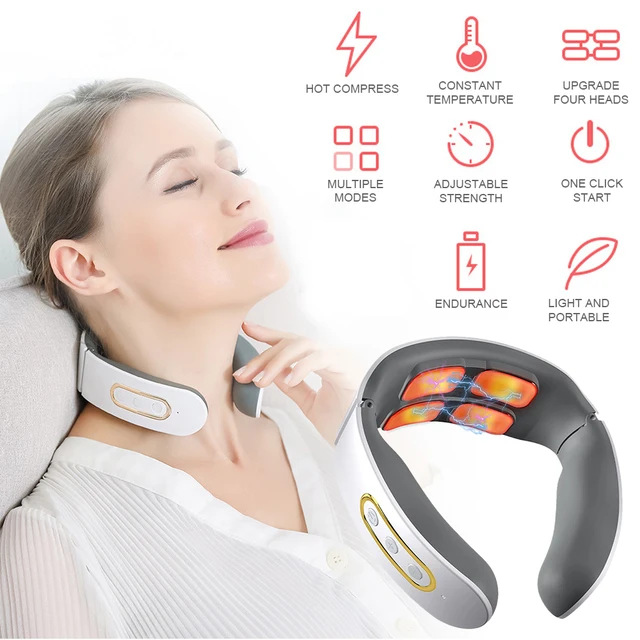 lectric Neck Shoulder Pulse Massager Kneading 4 Head TENS Magnetic Pulse Heating Cervical Vertebra Relax Pain Relief Massage 1
