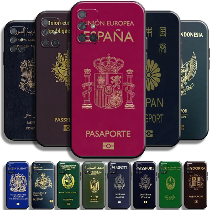 

Funny National Passports For Samsung Galaxy A71 A71 5G Phone Case Full Protection Funda Liquid Silicon Carcasa Soft Shell TPU