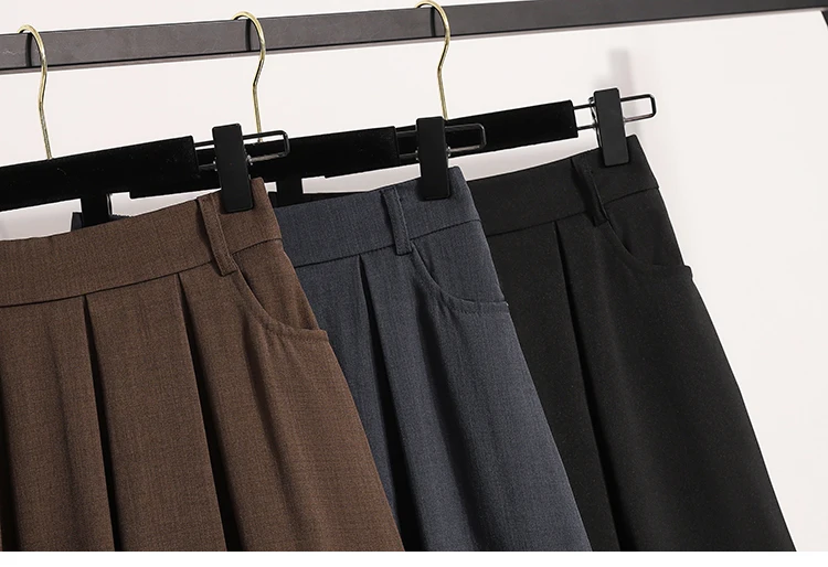 Solider, vielseitiger, mittellanger Faltenrock 2026 Plus-Size-Röcke A-Linie Maxikleid Frühling Herbst Neuer halblanger Regenschirmrock – Detail 6