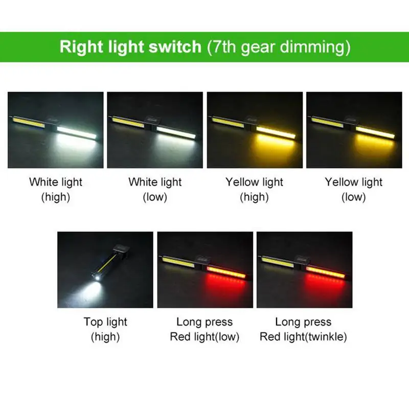 Gym Lamp for Posing Portable Magnet LED Flashlight 7th Gear Dimming Waterproof Led Flashlight 180 Degree Folding Worklight