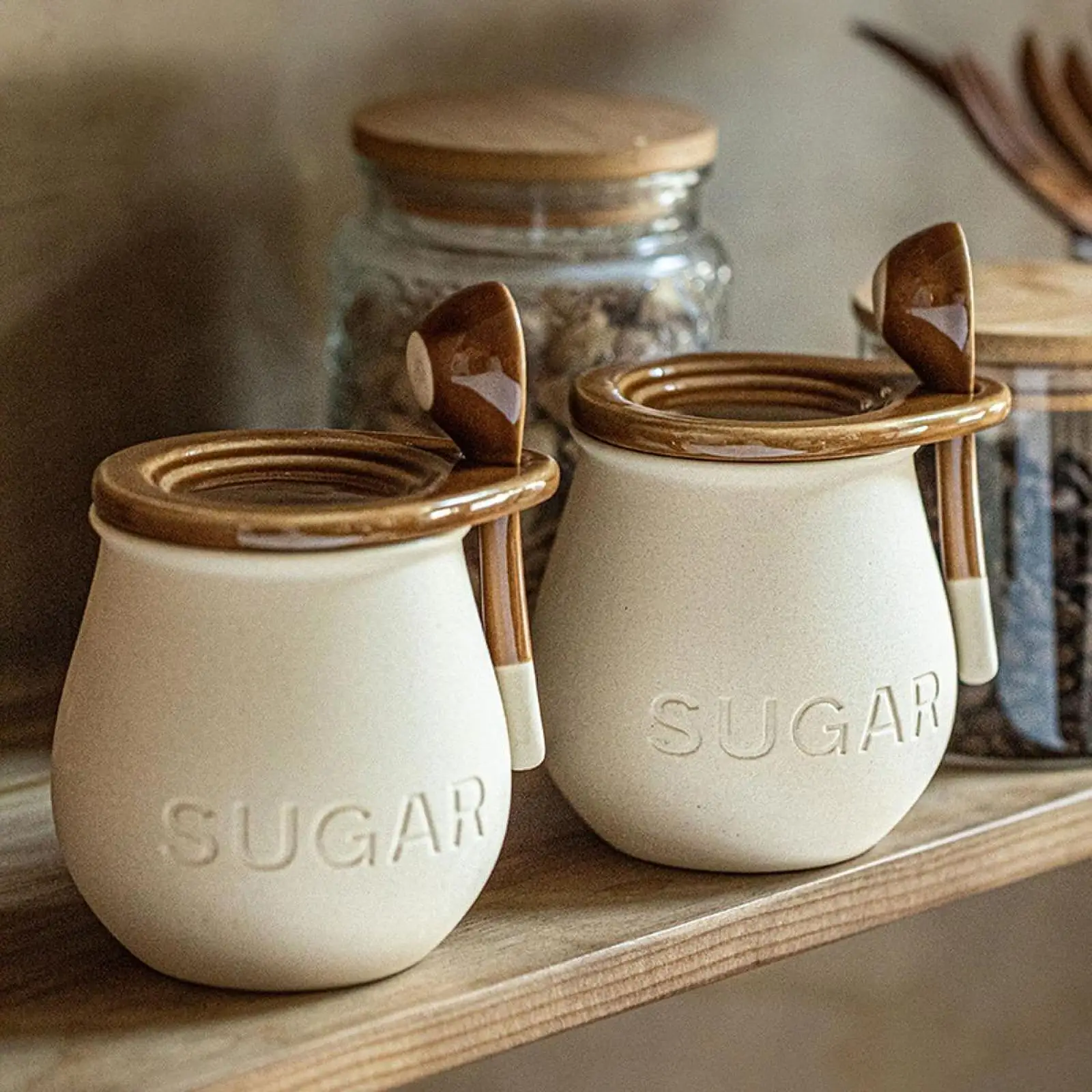 Sugar Pot Set Kitchen Food Storage Container for Restaurant Countertop Home