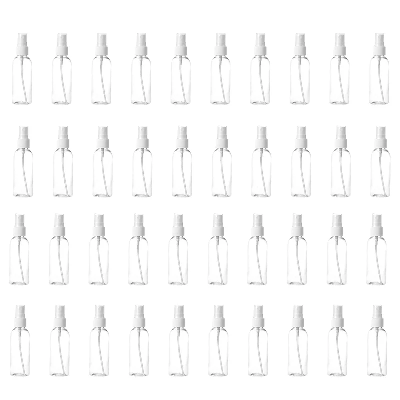 

40 упаковок, прозрачные бутылки для распыления 2,7 унций с насосной крышкой, многоразовые и многоразовые маленькие пустые пластиковые бутылки для путешествий