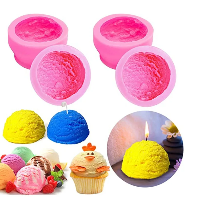 

3D Ice Cream Ball Silicone Candle Making Mold DIY Cake Fondant Chocolate Baking Tools Resin Soap Plaster Handmade Ice Cream Mold