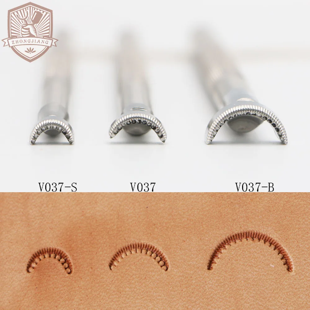 Leather Work Stamping Tool Carving Round toothed leaf vein pattern V037 Carving Leather Craft Zhongjiang304Stainless streel Stamp