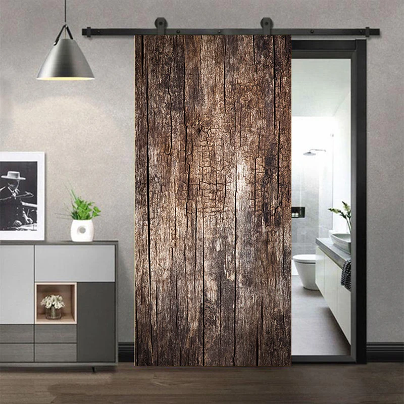 멀티 스타일 3D 문짝 스티커, 자체 접착 PVC 포스터, 나뭇결 문짝 커버 스티커, 아파트 홈 문짝 냉장고 아트 벽화 장식