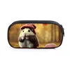 Cartoon Hamster Print Pencil Bag Women Cute Animals Cosmetic Cases For Teenager Pencil Box School Stationary Bags Supplies 2