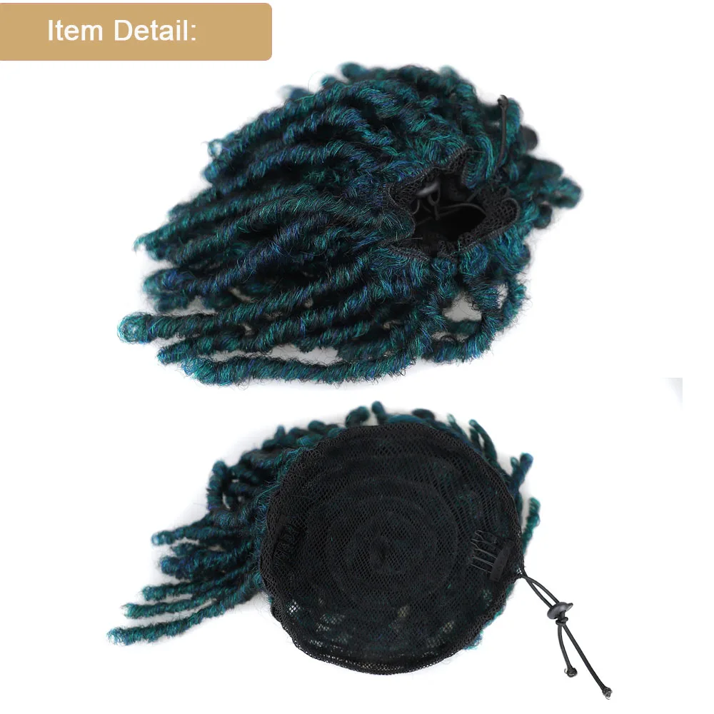 Synthetic Hair Extension Short DreadLocks Bun Loc Accessories Clip in on Ponytails Hair Bouncy Curly Ponytails