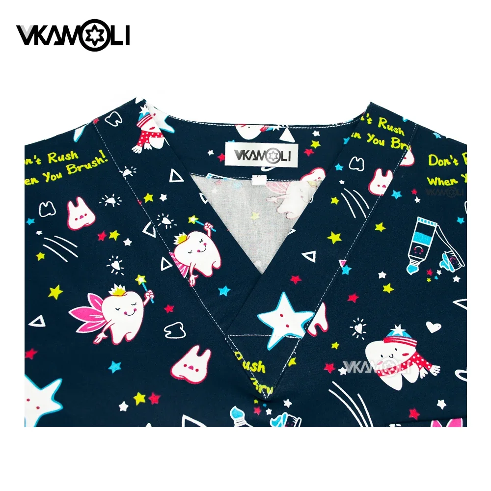 nursing uniform scrub tops for women and man Dentistry Surgical Uniform Tooth printing Dentist medical nursing Work Uniform