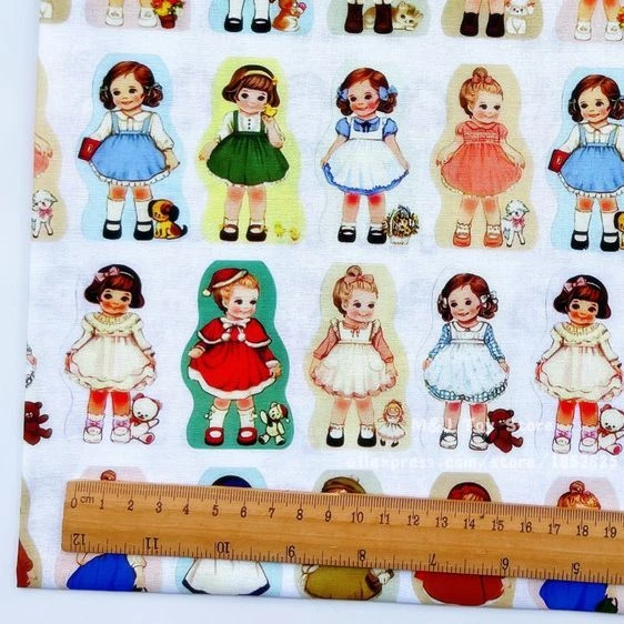 Tela de algodón con estampado de dibujos animados para niña y muñeca,  tejido de costura artesanal para el hogar, vestido de bebé, tela hecha a  mano, 45x110cm - AliExpress