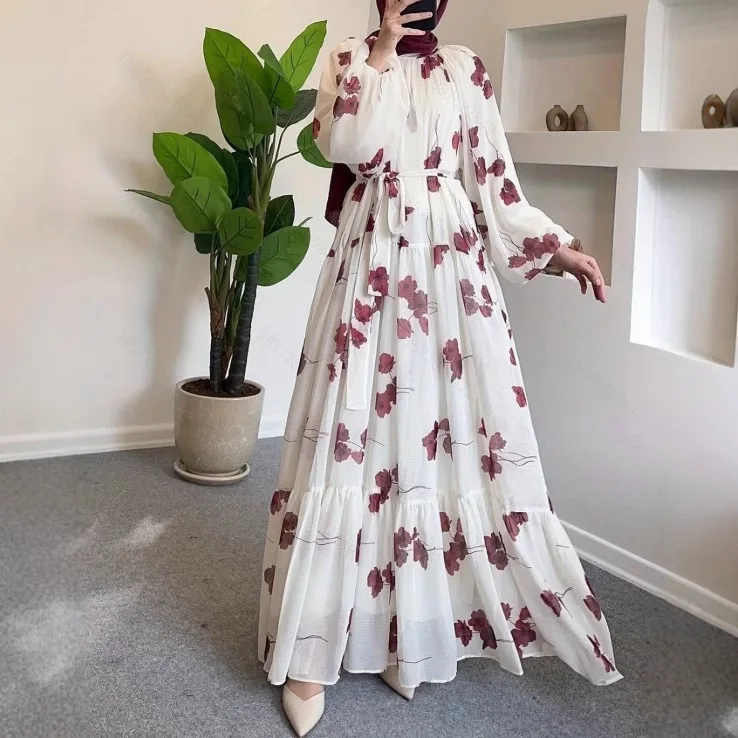 Fashion Muslim Dress Traditional Modest Dresses Designer Floral Printed  Muslim Women Dress Long Sleeve Chiffon Maxi Dress - AliExpress 200000345