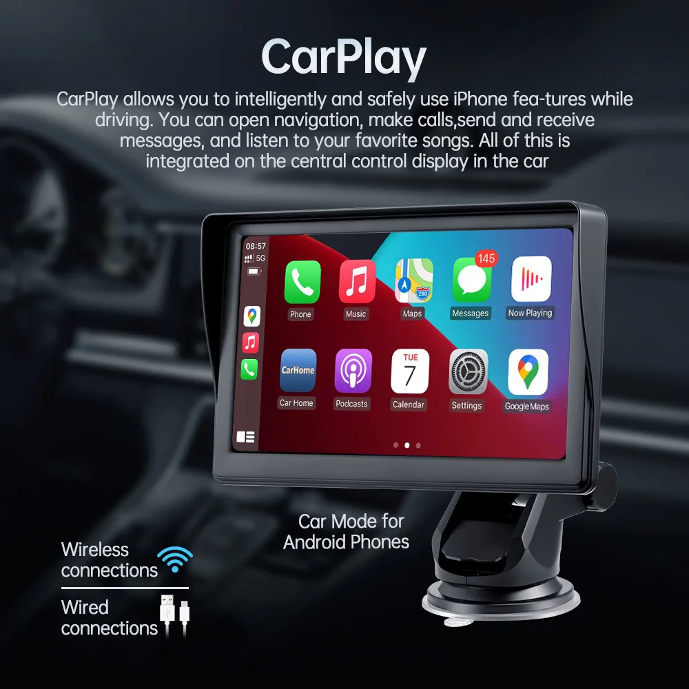 Sc49f4619e83240adba9760a58b67905aQ Portable Car Radio Multimedia Video Player 7 Inch Wireless Carplay Android Touch Screen Universal Car Intelligent Systems
