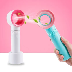 Handheld Mini Fan USB Bladeless Fan Portable Cooling Fan Summer Cooler No Leaf Ventilator 3 Speed Level LED Indicator Promotion