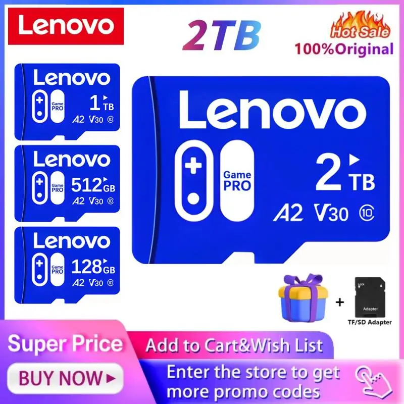 Nuova Scheda Di Memoria Sd Lenovo Da 2Tb Scheda Micro Tf/Sd Da 1Tb Scheda Sd Da 128Gb Scheda Di Memoria Flash Sd/Tf Da 256Gb Scheda Tf Da 512G Per Nin