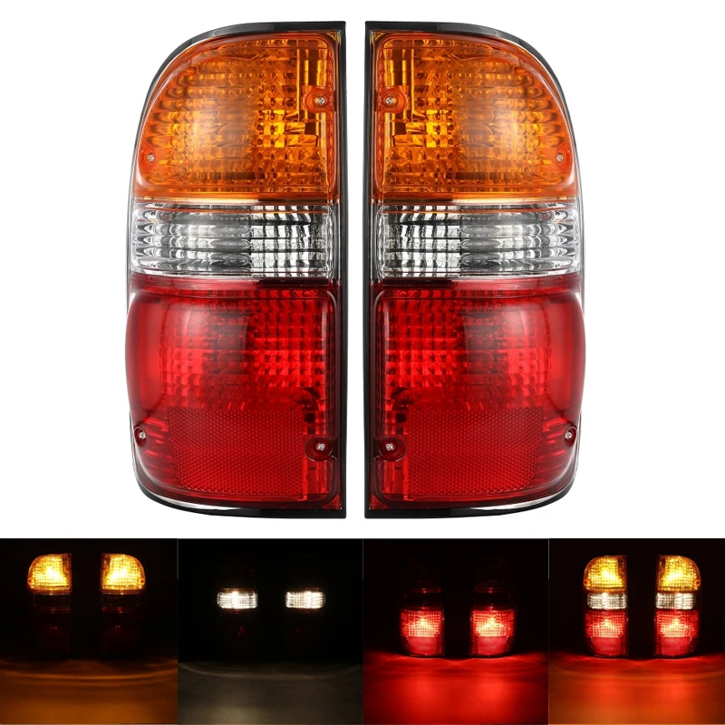 

2 Pcs/set Chrome Housing Car Rear Tail Lights with Harness and Bulb Left Right Brake Signal Lamp for Toyota Tacoma 2001-2004