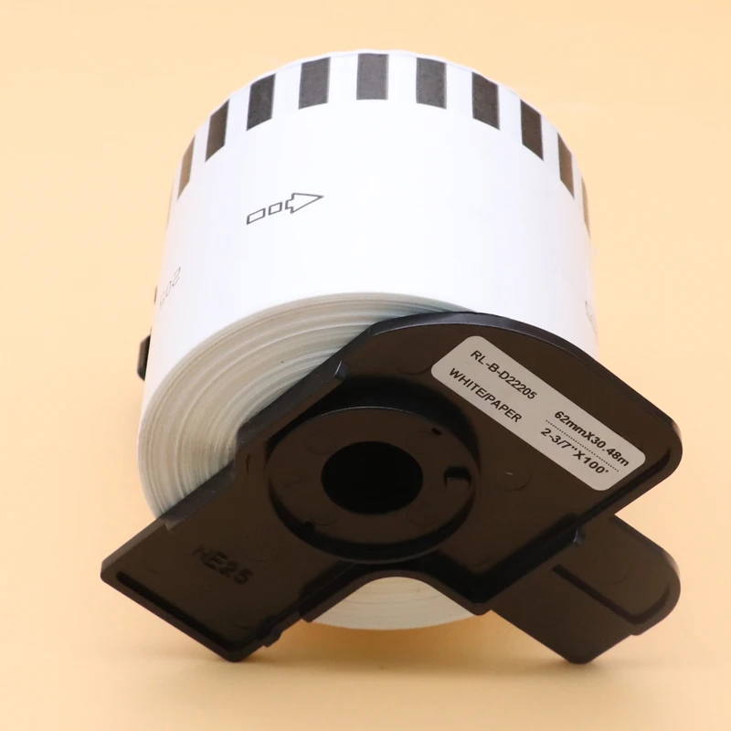 5/10 롤 DK-2205 22205 라벨 감열지, 브라더 QL-500, 500A, 550, 560, 700, 570VM, 800N, 600TD 용 연속 길이 62mm x 30.48m
