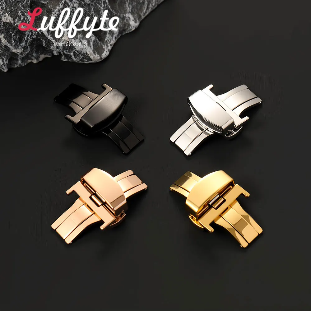 Stainless Steel Polished Watchband Butterfly Clasp Buckle Accessories