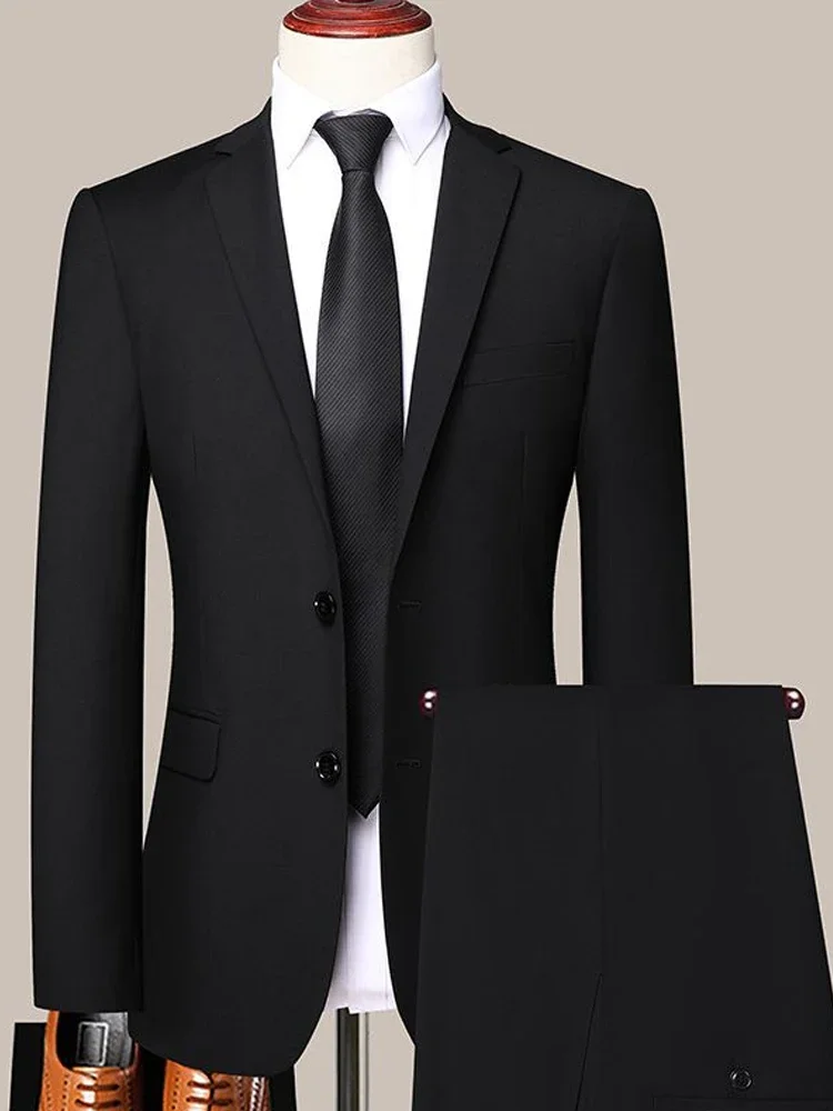 Men's Suit Business Professional Youth Office Worker Formal Dress Wedding Banquet Gentleman Two-piece