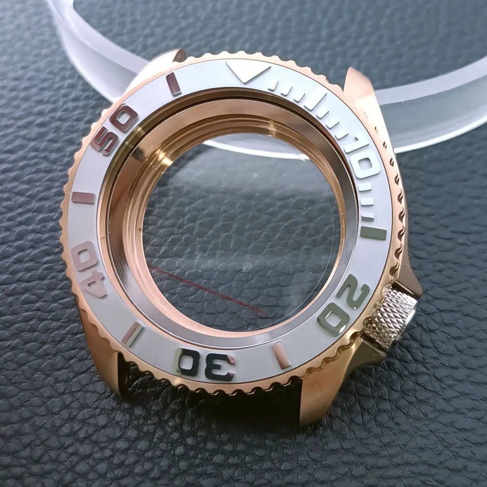 42mm Gold/Rose Gold Steel Watch Case with Sapphire Glass and 22mm Strap