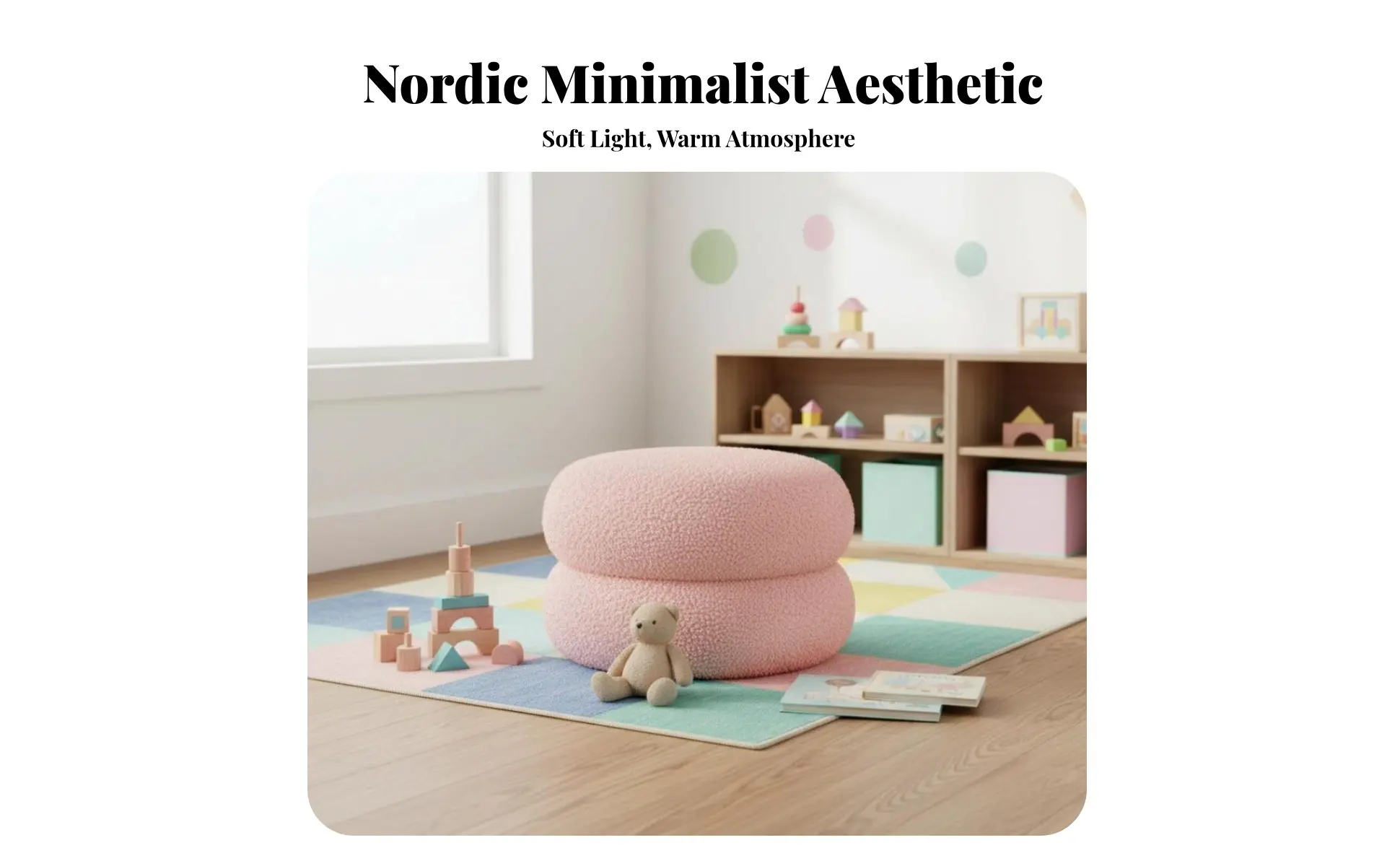 Cushy Macaron Pouf Soft Texture Low Stool Versatile Minimalist Design for Families, Adults, Bedroom
