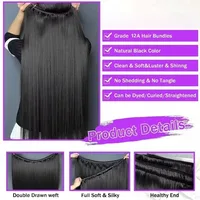 Extensions de cheveux naturels indiens 12A, lisses et raides, 30 pouces, 4 mèches, pour femmes noires, couleur naturelle noire 4