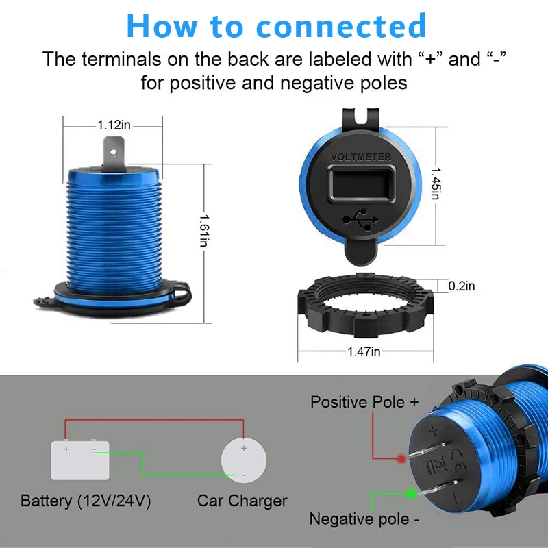 High-Speed USB Car Charger with LED Digital Voltmeter