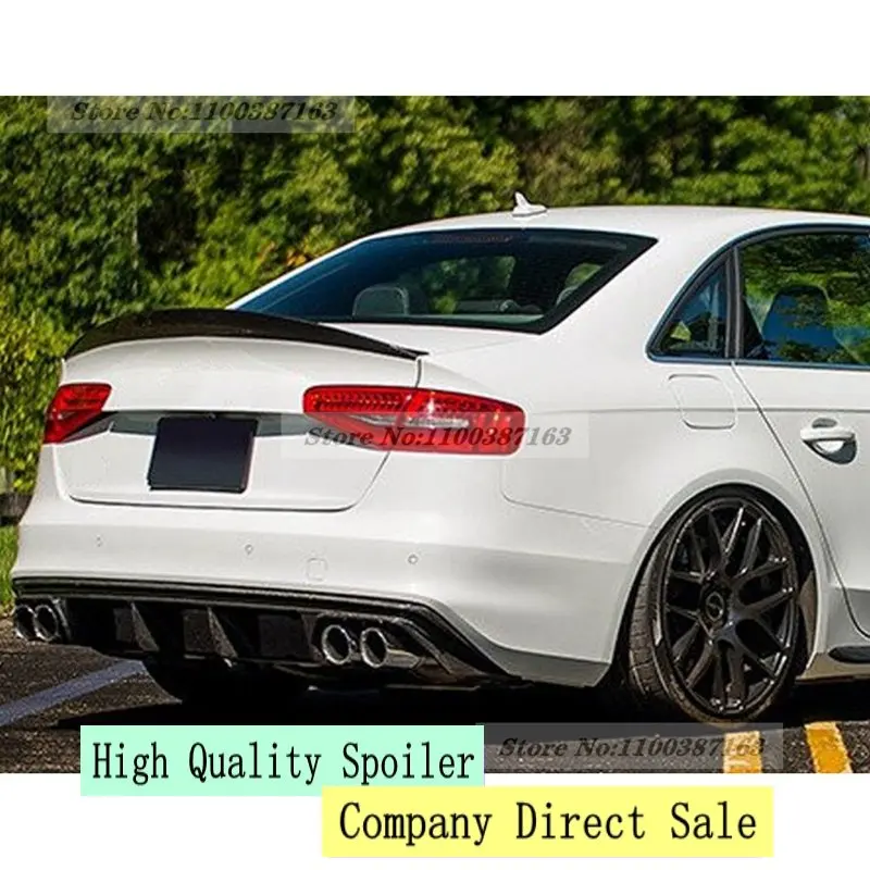 

For Audi S4 B8 B8.5 Sedan 2009-2016 HK Style Real Carbon Fiber Rear Trunk Lip Spoiler Wing Car Accessories