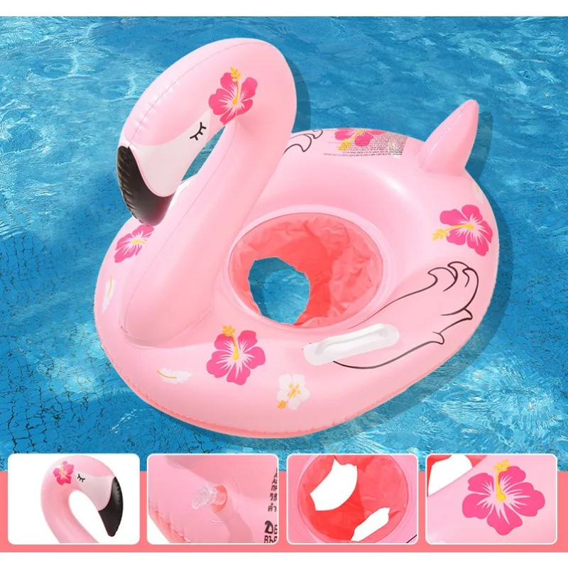 

Flamingo Swimming Seat with Handle Ring Thickened Inflatable Tube Children Floating Swimming Circle Pool Beach Water Toy 70 Size