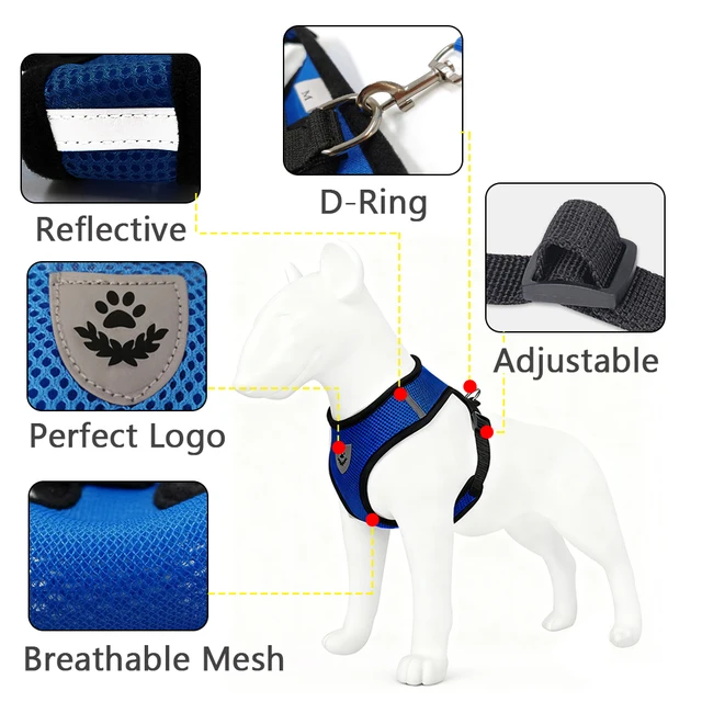 Pet Harness Leash Set Reflective Hiking Puppy Mesh Vest With D-Ring For Small Dogs Cats Breathable Outdoor Walking Accessories 3