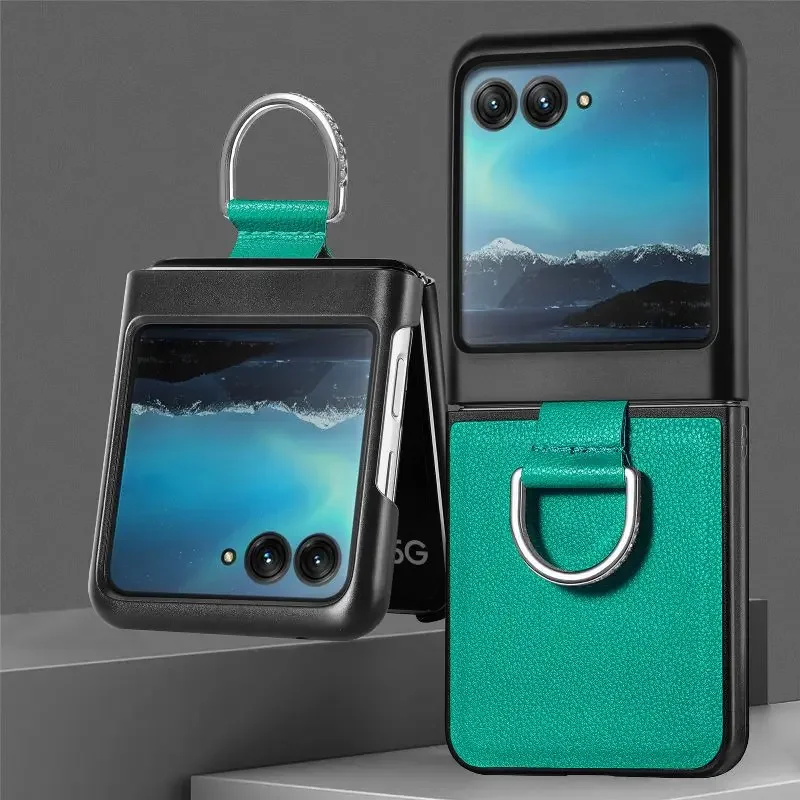 Elevate your Motorola Razr with our Premium PU Leather Folding Phone Case – Ultra-Durable, Elegant Design, and Solid Color Ring Holder