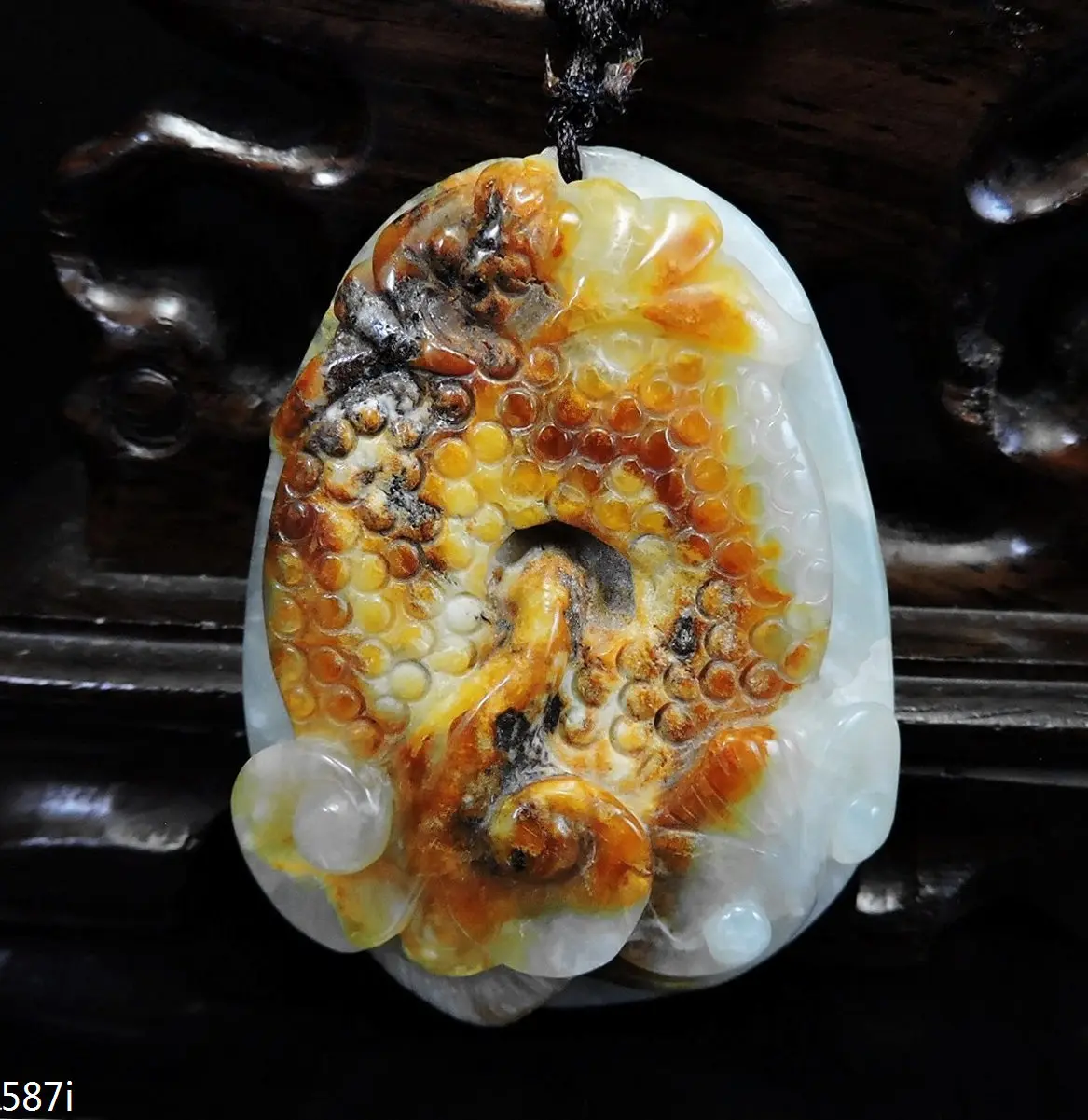 Jade Jewelry Natural Jade Pendant Necklace Hand-Carved Ruyi&coin&bat Jadeite Necklace Pendant Gift No Treatment 587i